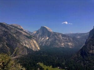 Yosemite Valley at mid-day. The spectral quality of the actual daylight shown tends toward the blue colors and would measure in the high values of CCT – above 6000K.