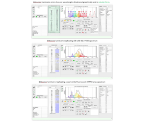 Software interface displaying luminaire color channel data.